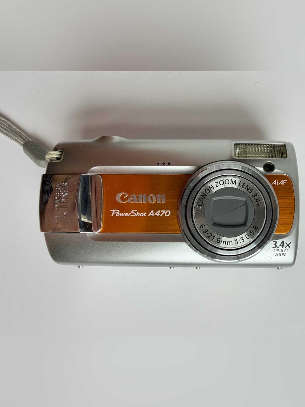 Canon PowerShot A470 Digital Camera Silver Orange Tested Works 7.1 MP 3.4X Zoom - Picture 4 of 14